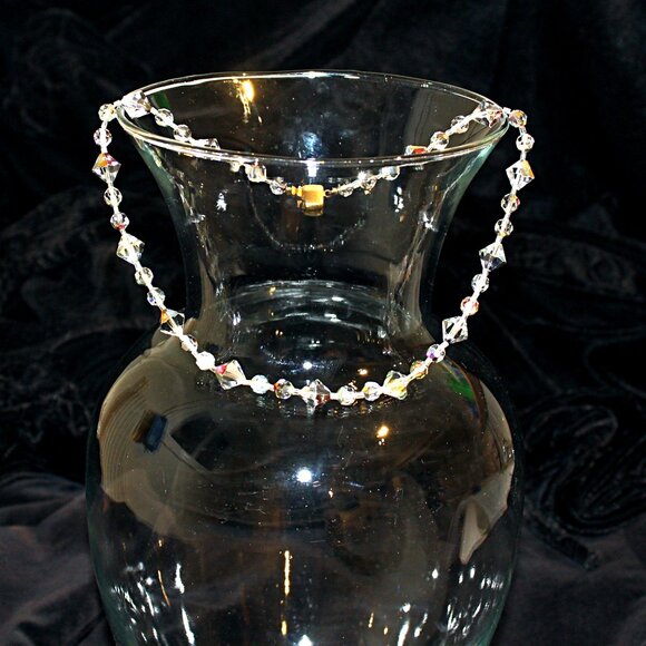 Mid Cenutry Vintage Silvery AB Crystal Necklace - Picture 1 of 4